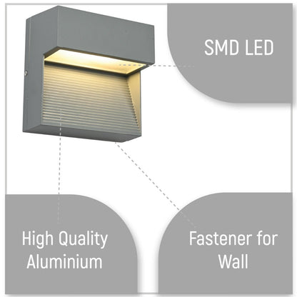 LED Diecast Aluminium Stair and Wall Light 5W IP54 Grey