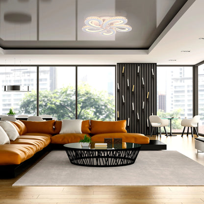 Crystal LED Ceiling Lights - Floral, Double Ring, Double Square, Quadruple Ring Designs
