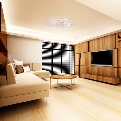 Crystal LED Ceiling Lights - Floral, Double Ring, Double Square, Quadruple Ring Designs