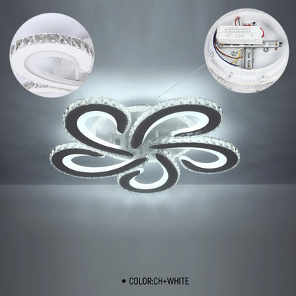 Crystal LED Ceiling Lights - Floral, Double Ring, Double Square, Quadruple Ring Designs