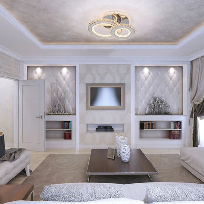 Crystal LED Ceiling Lights - Floral, Double Ring, Double Square, Quadruple Ring Designs