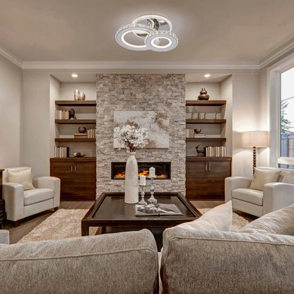 Crystal LED Ceiling Lights - Floral, Double Ring, Double Square, Quadruple Ring Designs