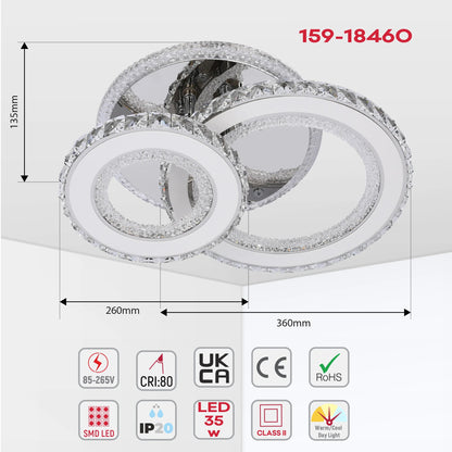 Crystal LED Ceiling Lights - Floral, Double Ring, Double Square, Quadruple Ring Designs
