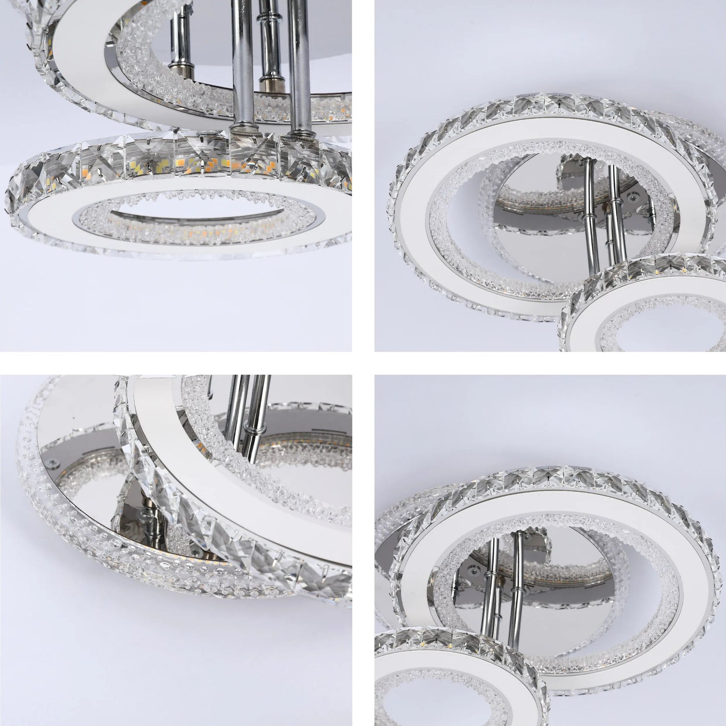 Crystal LED Ceiling Lights - Floral, Double Ring, Double Square, Quadruple Ring Designs