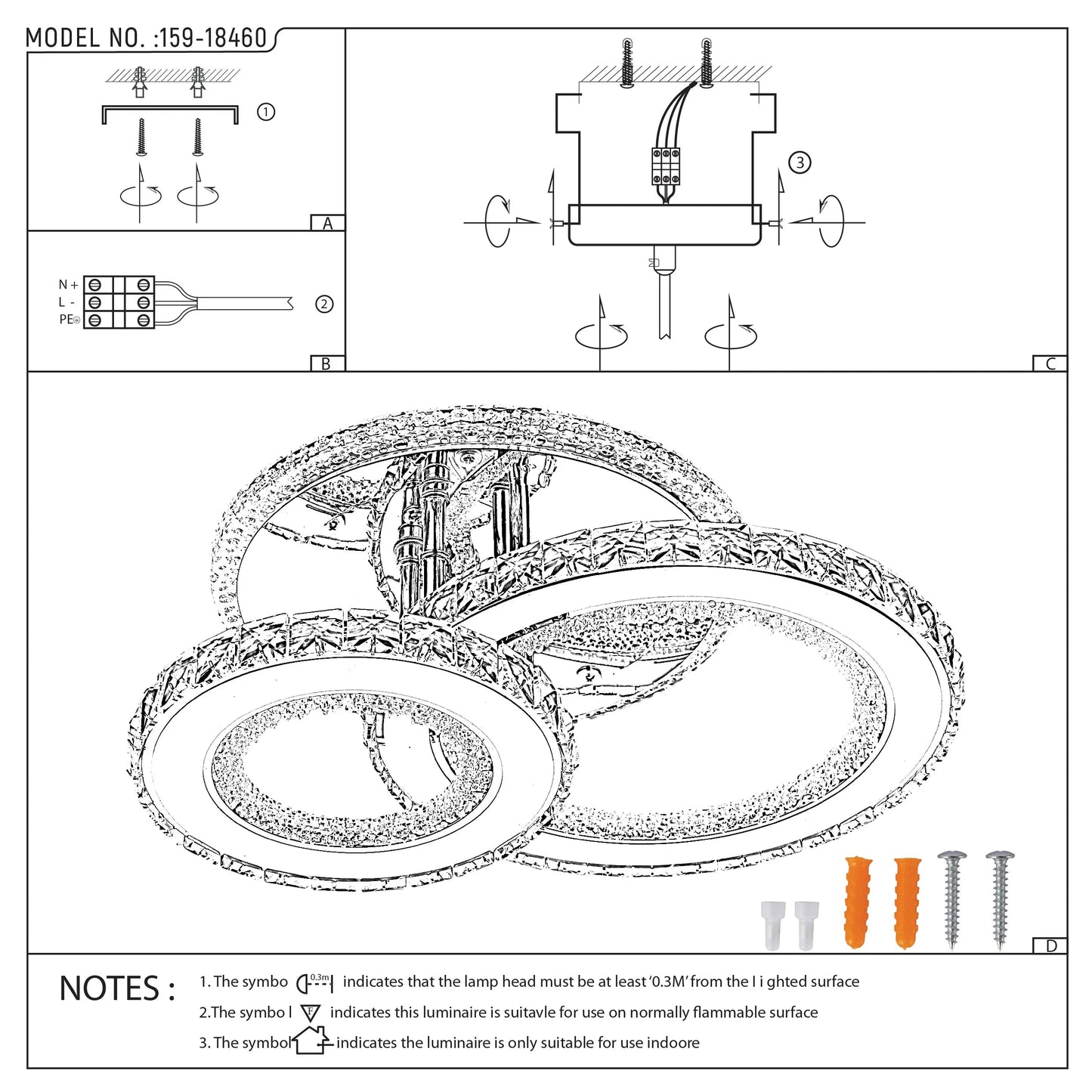 Crystal LED Ceiling Lights - Floral, Double Ring, Double Square, Quadruple Ring Designs