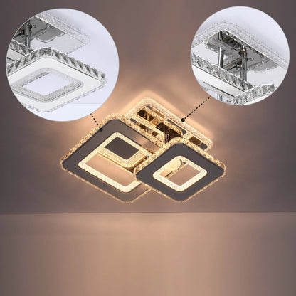 Crystal LED Ceiling Lights - Floral, Double Ring, Double Square, Quadruple Ring Designs