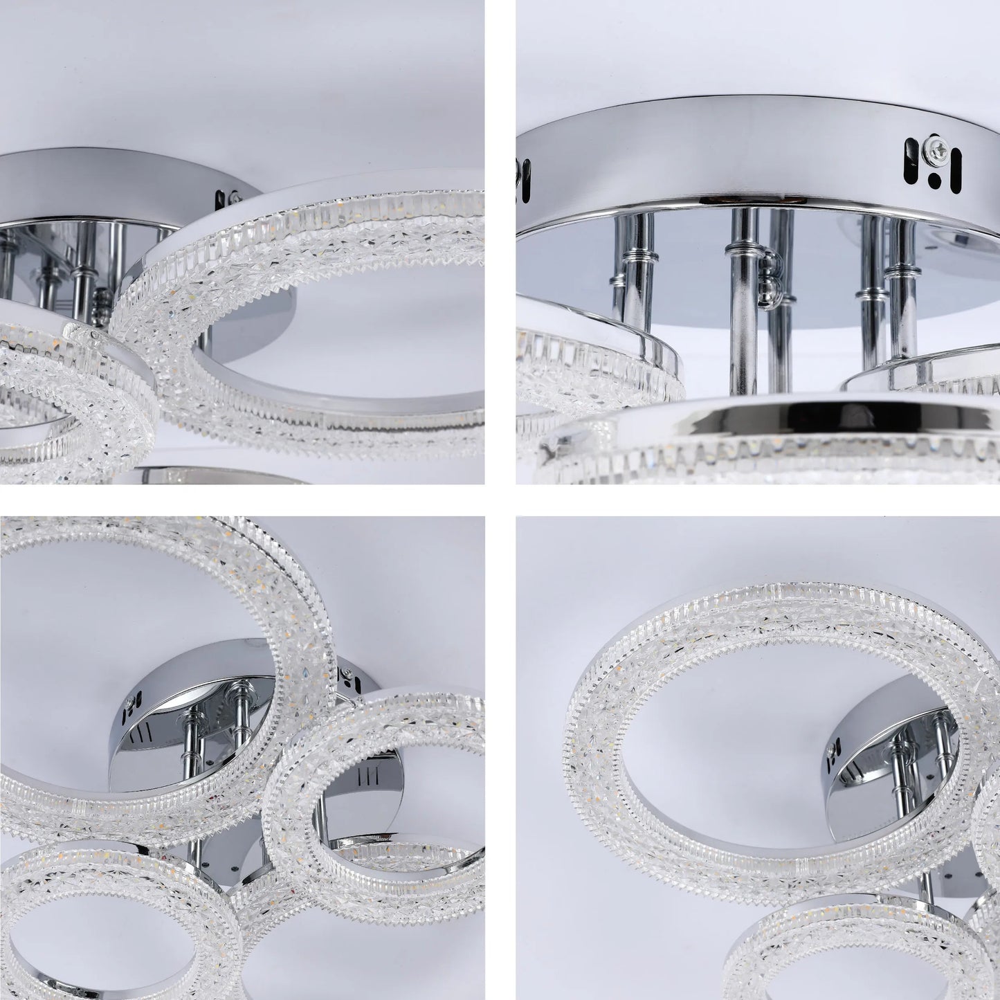 Crystal LED Ceiling Lights - Floral, Double Ring, Double Square, Quadruple Ring Designs