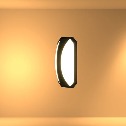 Curved Plastic Black Modern LED Outdoor Wall Light 15W Warm White