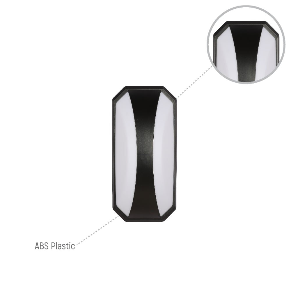 Curved Plastic Black Modern LED Outdoor Wall Light 15W Warm White
