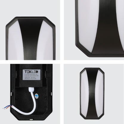Curved Plastic Black Modern LED Outdoor Wall Light 15W Warm White