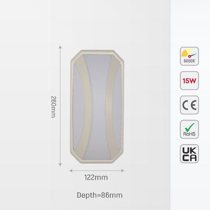 Curved Plastic Modern LED Outdoor Wall Light 15W