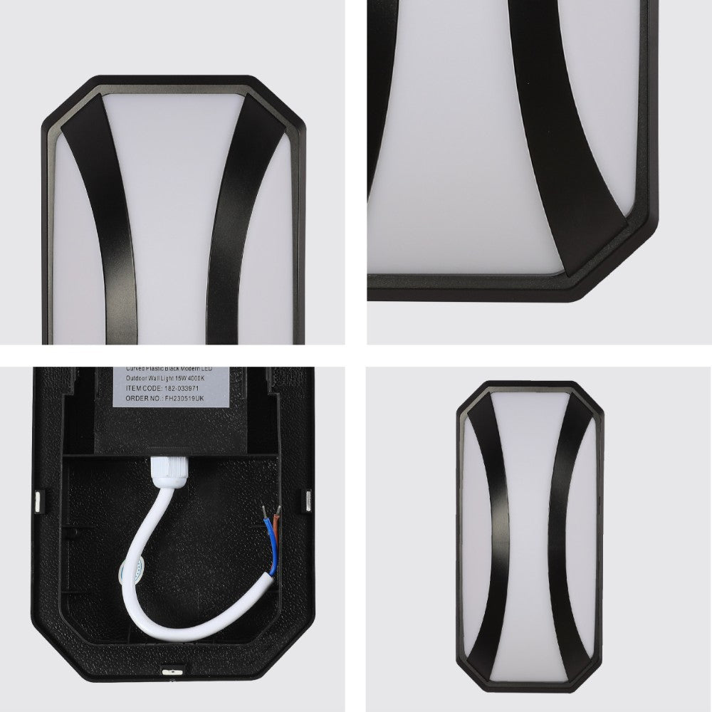 Curved Plastic Modern LED Outdoor Wall Light 15W