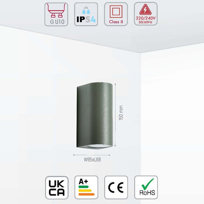 Up-Down Outdoor Wall Lamp IP54 GU10 Light Grey – TEKLED