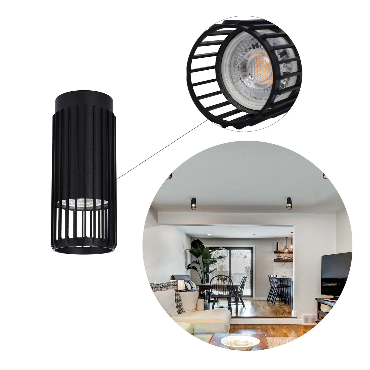 Cylindrical Slatted Flush Mount Light