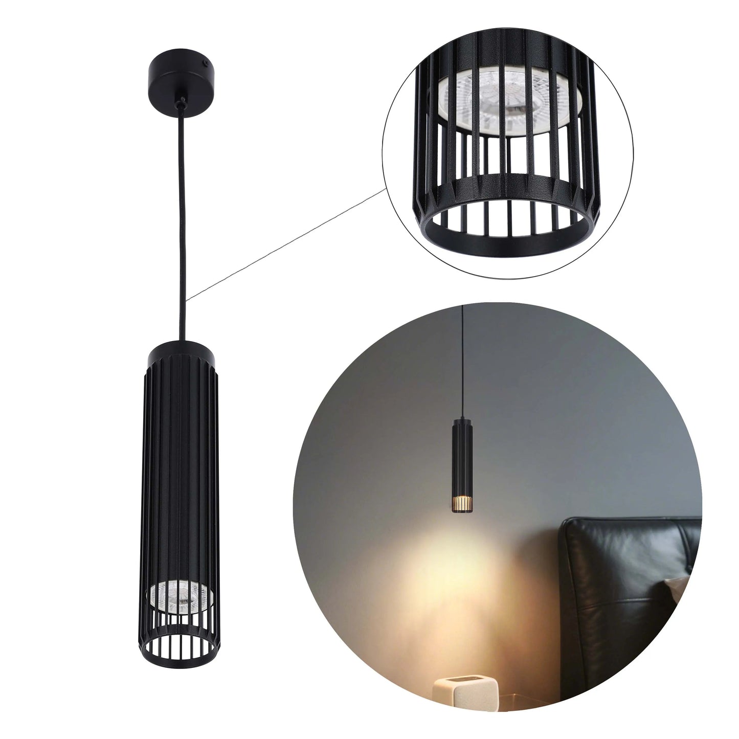 Cylindrical Slatted Pendant & Flush Mount Lights