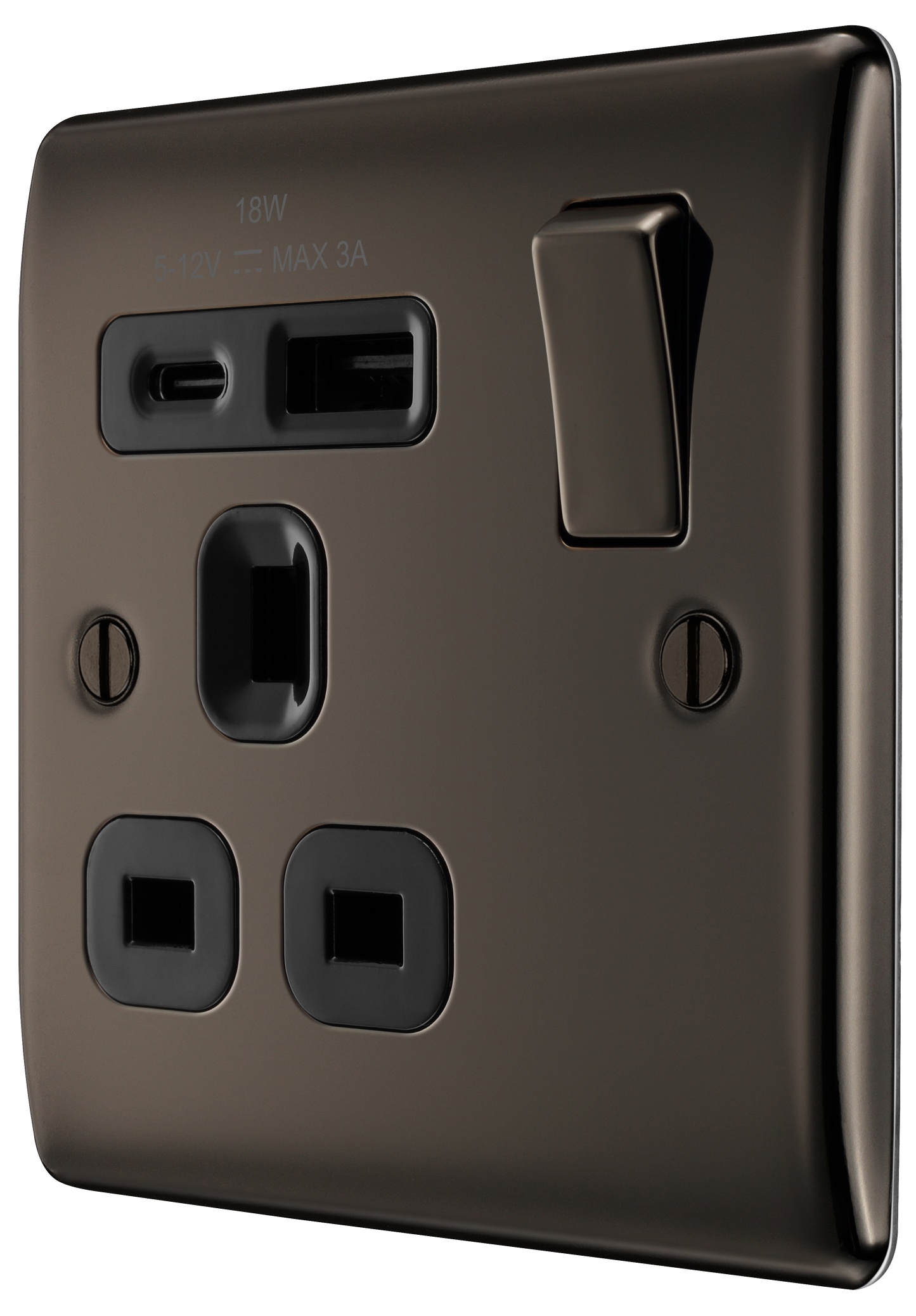 BG Nexus Metal Black Nickel USB Charging Socket