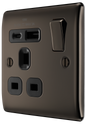 BG Nexus Metal Black Nickel USB Charging Socket