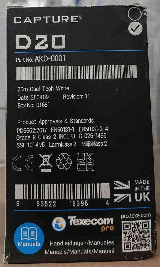 Texecom AKD-0001 Capture D20 Wired PIR Sensor S16
