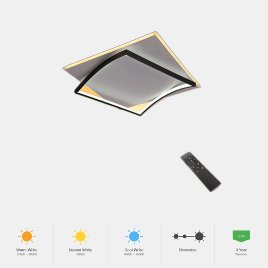 Tekled Curved-Frame LED Ceiling Light, CCT Tunable with Remote