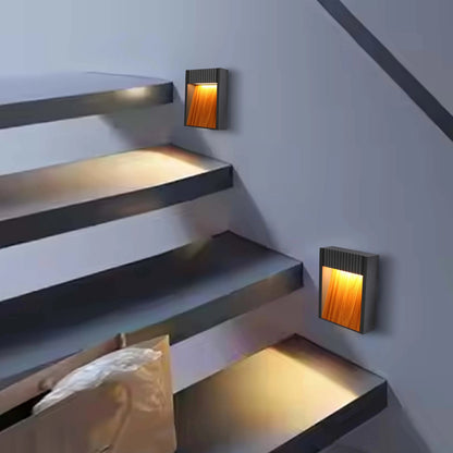 Dark Grey Wood-Effect Outdoor Wall Light