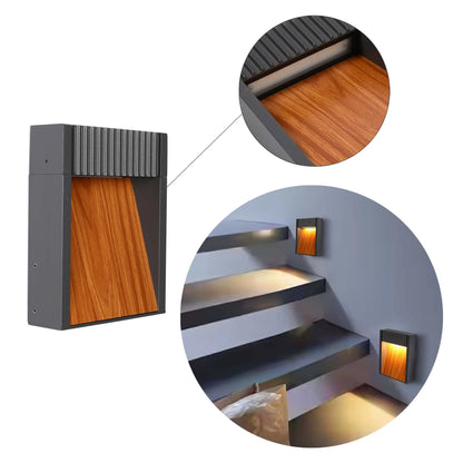 Dark Grey Wood-Effect Outdoor Wall Light