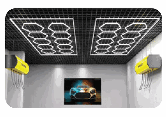Ener-J 536W Designer Ceiling Light 3 Rectangle Inner Frame Border Black 240V