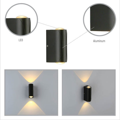 Black Corrugated Up Down Outdoor Modern LED Wall Light