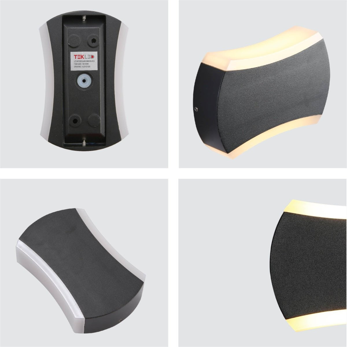 Black Quatro Arc Up Down Outdoor Modern LED Wall Light