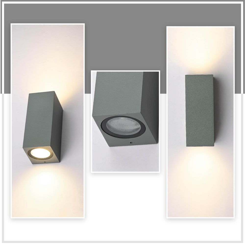 Cuboid Wall Lamp IP44 GU10 Grey