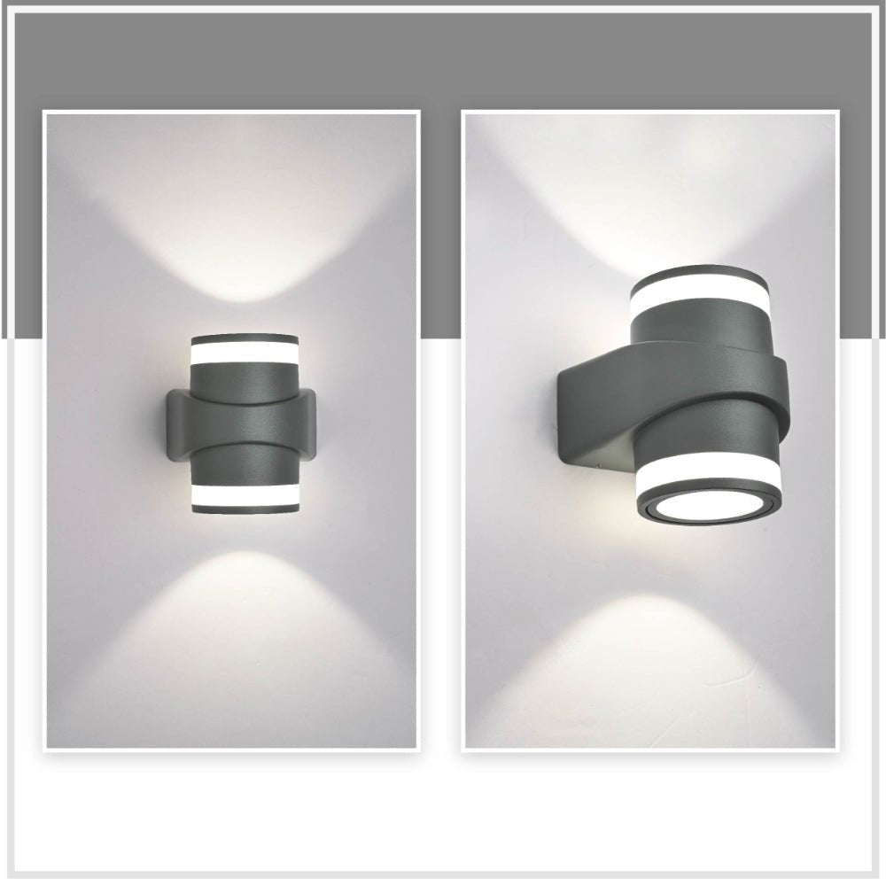 LED Diecast Aluminium One Direction Wall Lamp 7W 14W 4000K Cool White IP54 Grey