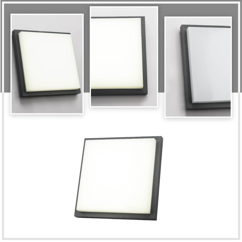 LED Diecast Wall Lamp, Square, 20W, IP54, Anthracite Grey, 250mm