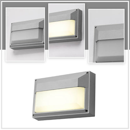 LED Diecast Wall Lamp, Rectangle Half, 20W 4000K, IP54, Grey
