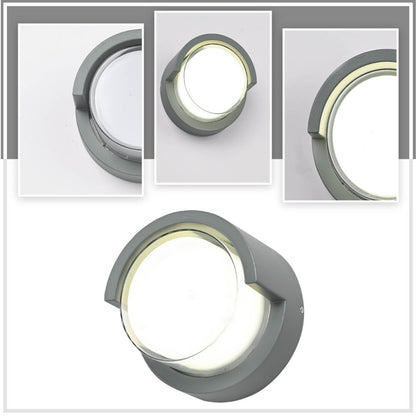 LED Diecast Aluminium Round Hood Wall Lamp 12W IP54 Grey