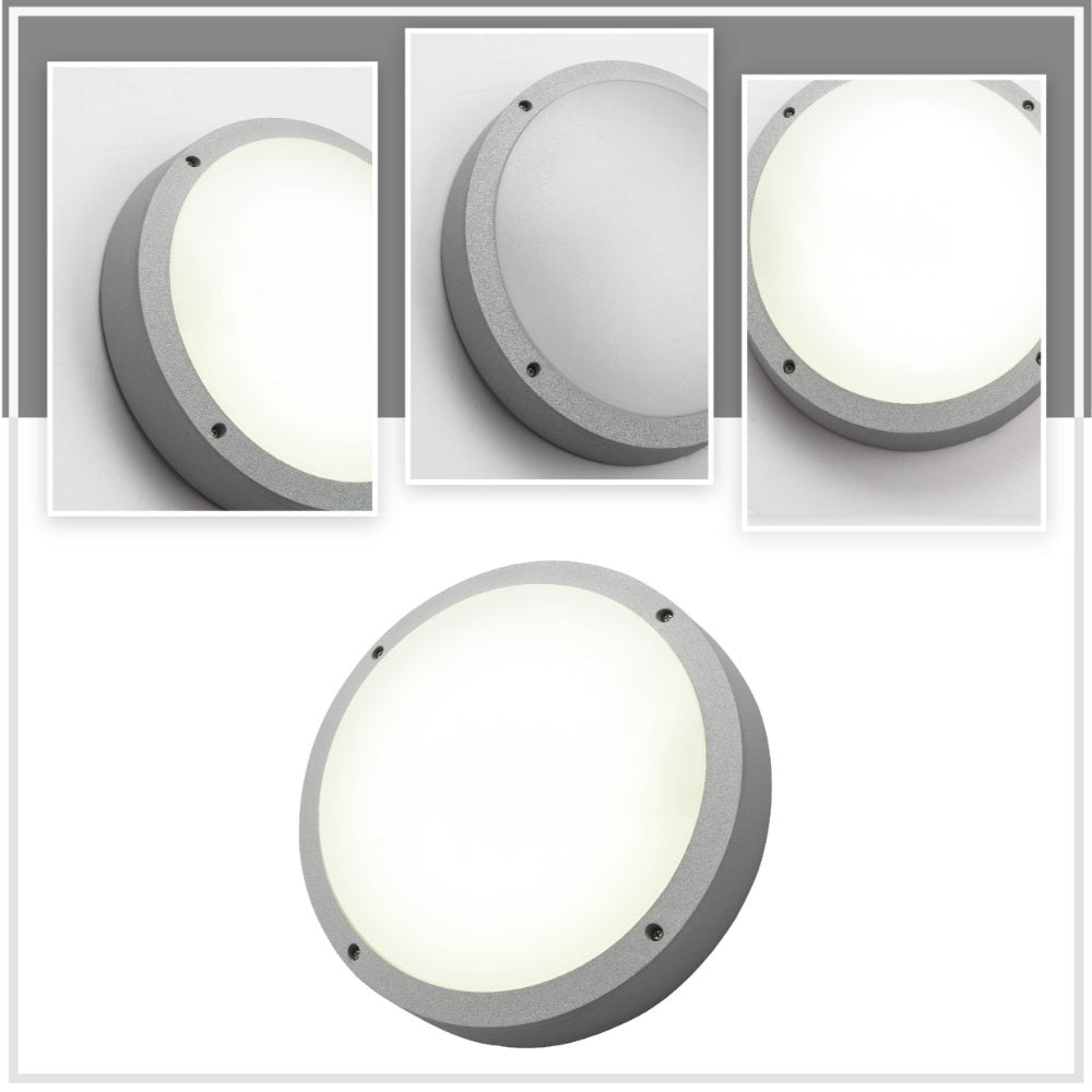 Fool Moon Eyelid LED Diecast Aluminium Round Wall Lamp 20W Cool White 4000K IP54 Grey 275mm