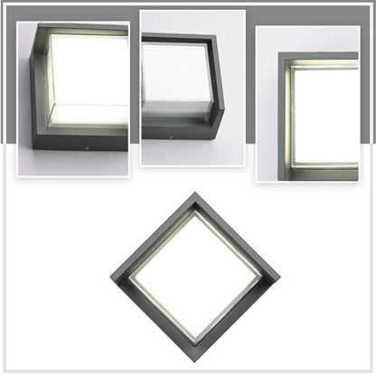LED Diecast Aluminium Square Hood Wall Lamp 12W IP54 Grey
