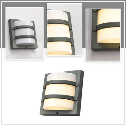 LED Diecast Aluminium Stripped Wall Lamp 12W Warm White 3000K IP54 Grey