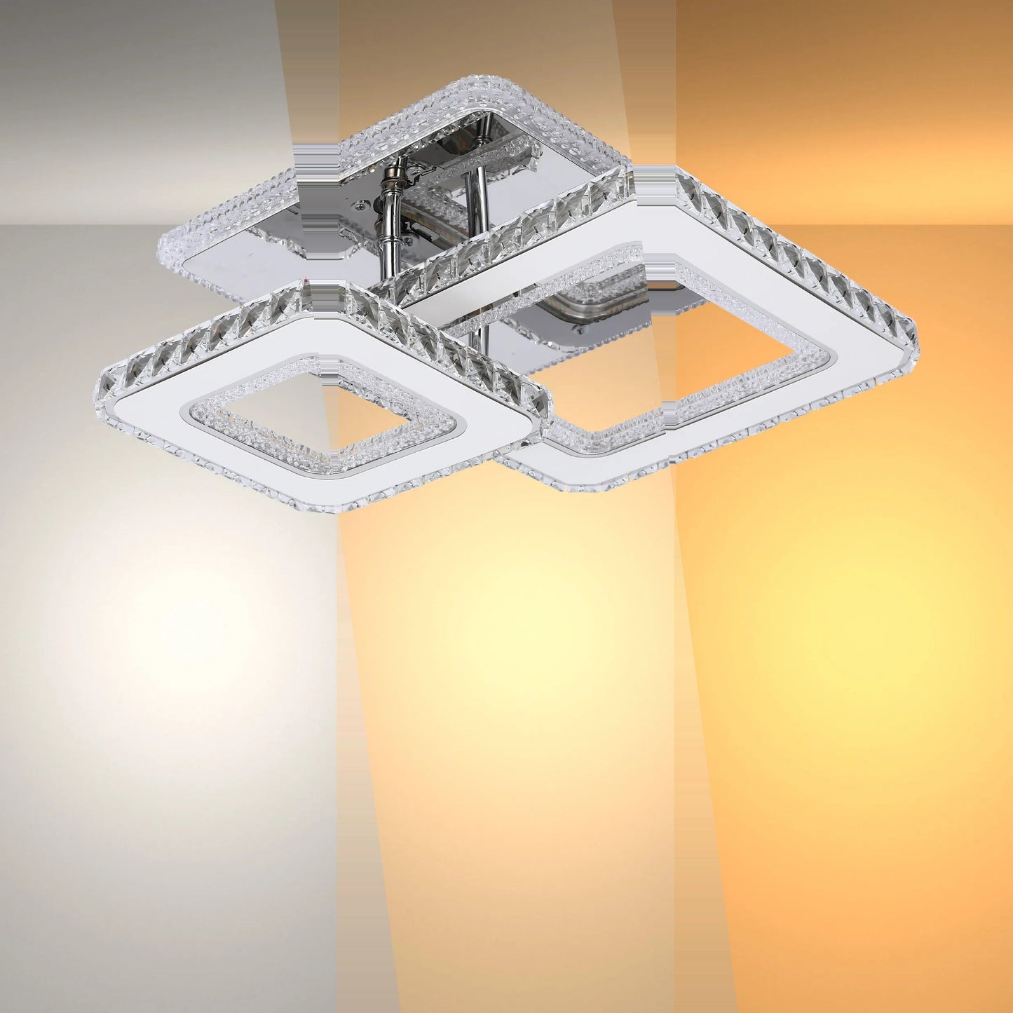 Crystal LED Ceiling Lights - Floral, Double Ring, Double Square, Quadruple Ring Designs