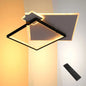 Layered Square LED Ceiling Light, CCT Tunable with Remote, Black & White, 72W, Flush Mount