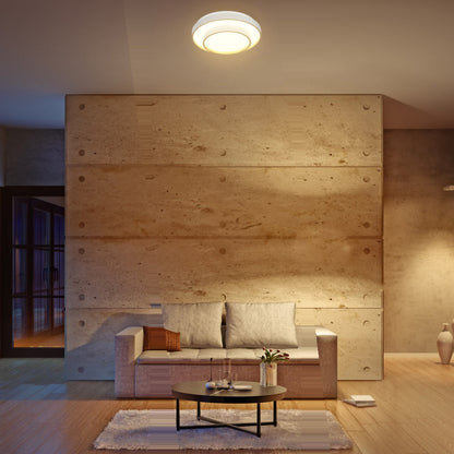 Modern Two-Layer LED Flush Mount Ceiling Light with Remote Control