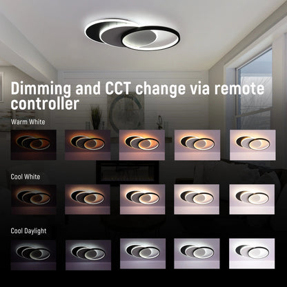 Dimmable CCT Tunable Overlapping Tray LED Ceiling Light with Remote for Bedrooms & Living Rooms