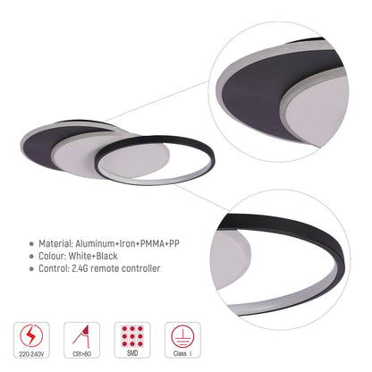 Dimmable CCT Tunable Overlapping Tray LED Ceiling Light with Remote for Bedrooms & Living Rooms