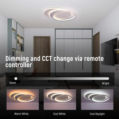 Dimmable CCT Tunable Overlapping Tray LED Ceiling Light with Remote for Bedrooms & Living Rooms