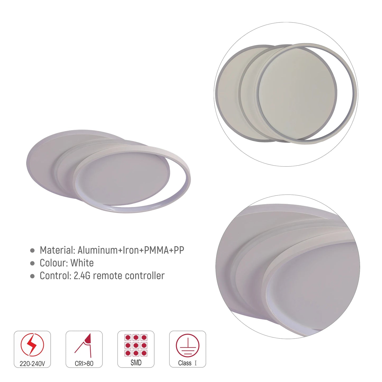 Dimmable CCT Tunable Overlapping Tray LED Ceiling Light with Remote for Bedrooms & Living Rooms