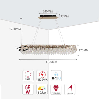 Dimmable Gold Tiered Crystal Chandelier