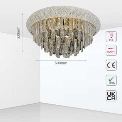Alexandra Flush Crystal Chandelier Ceiling Light