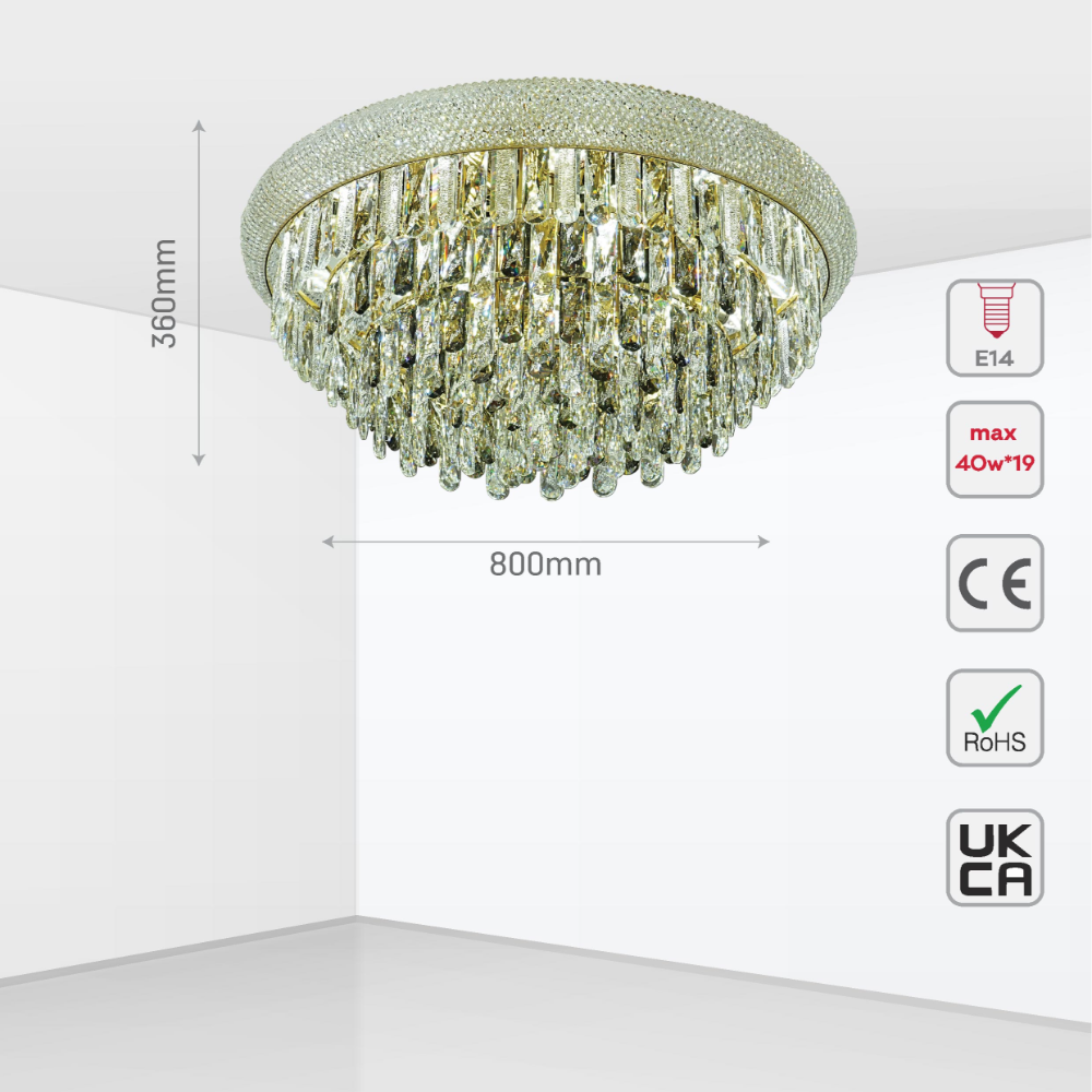 Alexandra Flush Crystal Chandelier Ceiling Light