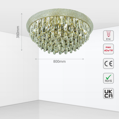 Alexandra Flush Crystal Chandelier Ceiling Light