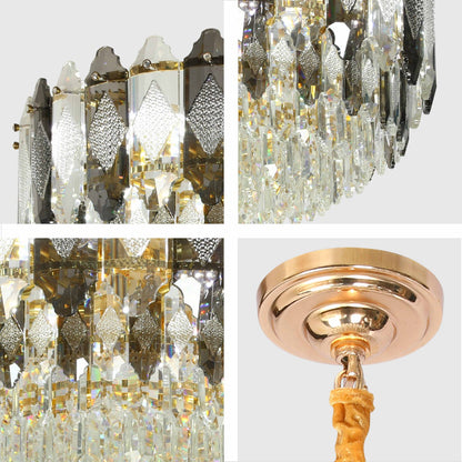 Deluxe Smoky Clear Crystal Modern Chandelier Light Gold
