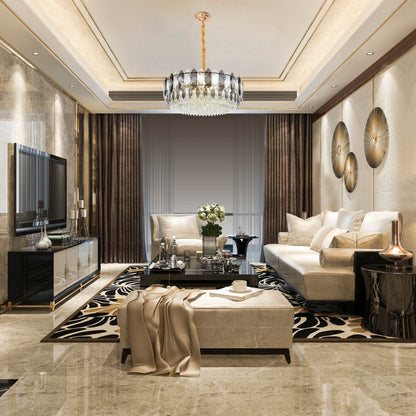 Deluxe Smoky Clear Crystal Modern Chandelier Light Gold