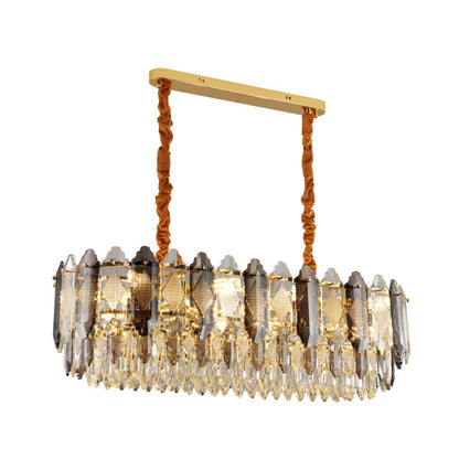 Deluxe Smoky Clear Crystal Modern Chandelier Light Gold